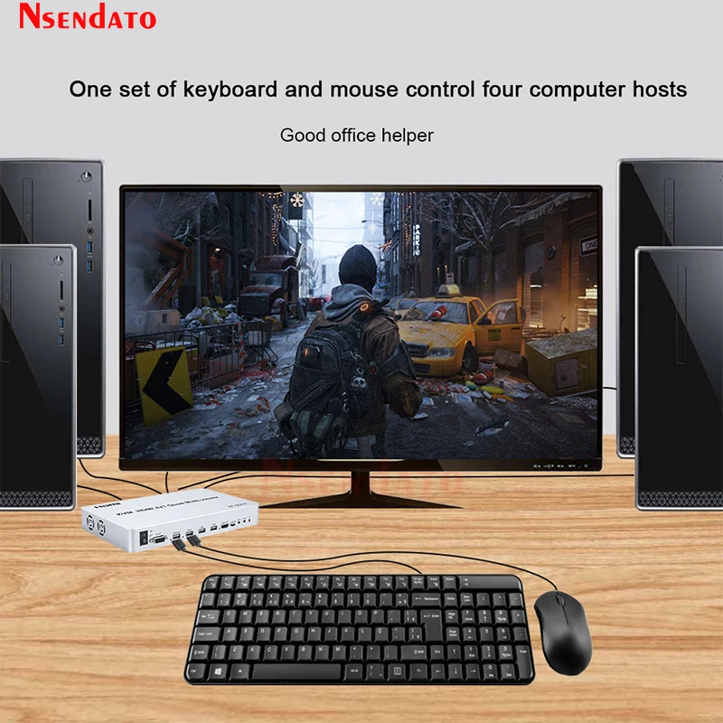 4K 60Hz KVM HDMI Multi-viewer 4X1 HDMI Quad Screen Multiviewer with seamless 4 In 1 HDMI Multi viewer For USB Keyboard Mouse PC