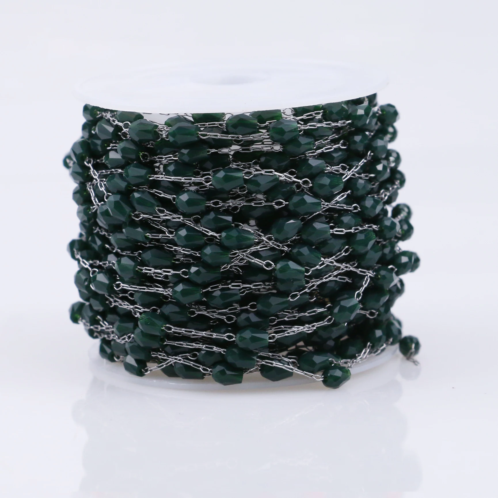 1 метр ручной работы 3,5 мм капли воды Abacus стеклянные бусины золотые цепи ожерелья браслеты ножной браслет Изготовление ювелирных изделий DIY - Цвет: Steel green