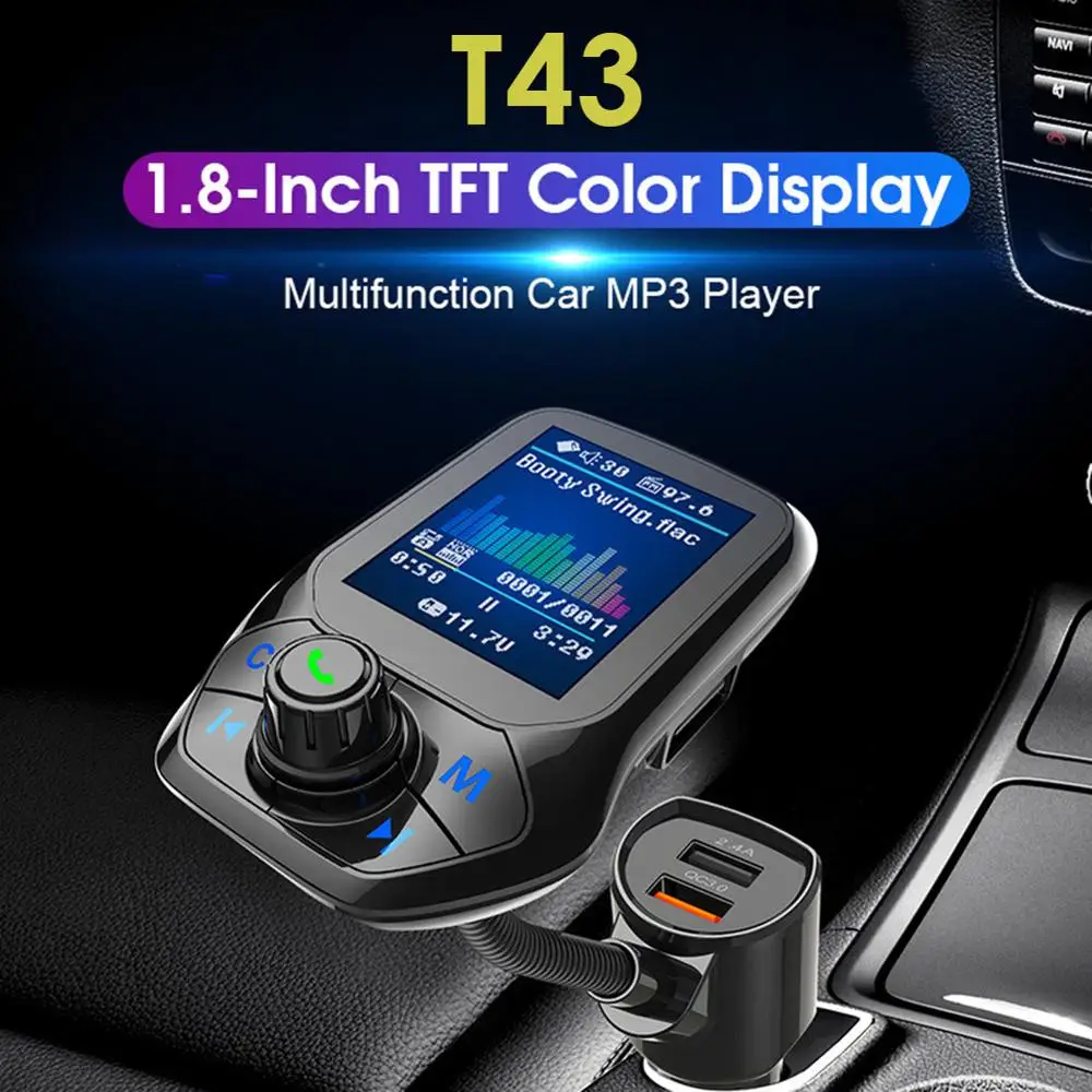 

Car Fm Transmitter Wireless Bluetooth Car Mp3 Player Modulator Adapter Battery Voltage TF Card Hands-free Dual USB Smart Chip