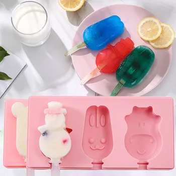 

Saingace Creative 3 Cell Ice Cream Maker Lolly Mould Tray Kitchen Frozen Ice Cream DIY Mold Ice Cream Maker Kitchen Accessories