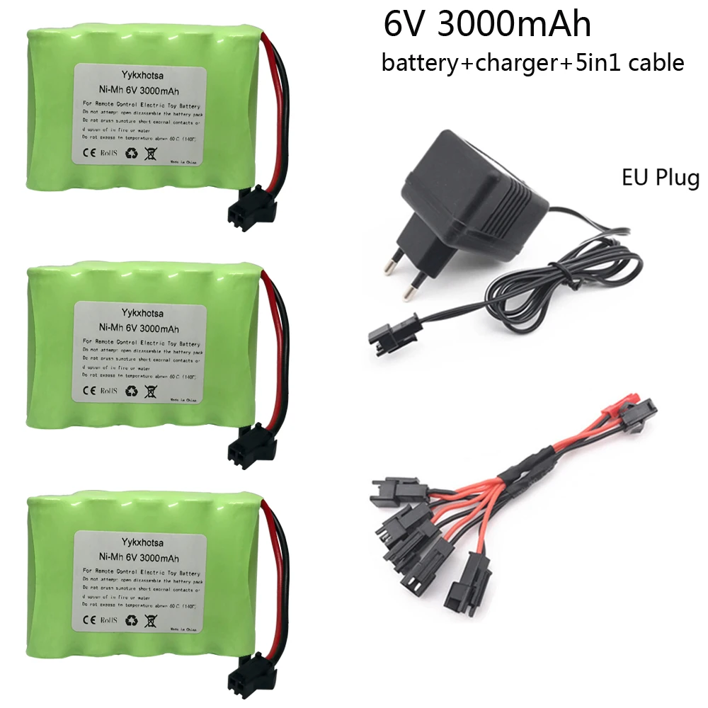 6v 3000mah NiMH аккумулятор с зарядным устройством 5в1 набор кабелей для
