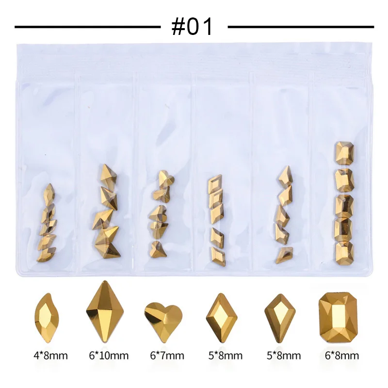 1 1 Bag 3D Nail Art Decorations Irregular Colorful Drills Nail Art Mixed AB Colors Rhinestones DIY Design Tool Nail Accessories - Цвет: 1