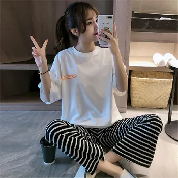 

Cartoon Cute Sleepwear Women Pajamas Set Plus Size Short Sleeve Pijama 2 Piece Sets Casual Homewear Thin Section Female Pyjamas