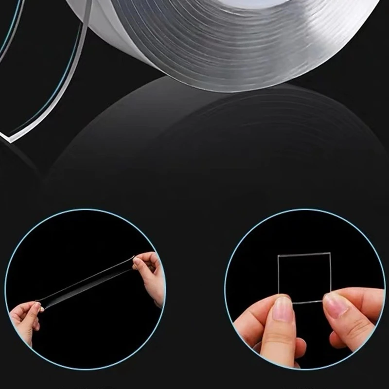 벽용 양면 나노 테이프, 튼튼한 마운팅 테이프, 다목적 투명 포스터, 강력한 접착, 재사용 가능 벽