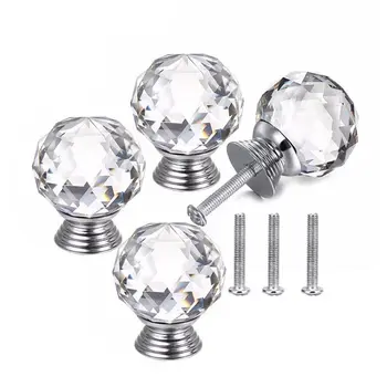 

4PCS Crystal Drawer Knobs Glass Cabinet Knobs Diamond Shaped Drawer Pulls Handle