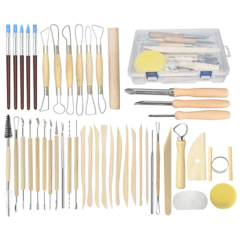 

44pcs Pottery Clay Sculpting Kit Sculpt Smoothing Wax Carving Pottery Ceramic Tools Shapers Modeling Carved Tool Beginners