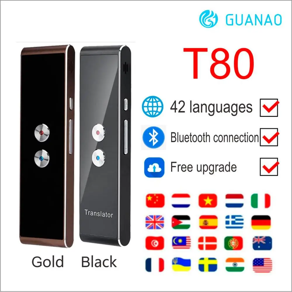 Traducteur vocal intelligent T8 Portable deux voies en temps réel 40 + traduction multilingue pour apprendre à voyager