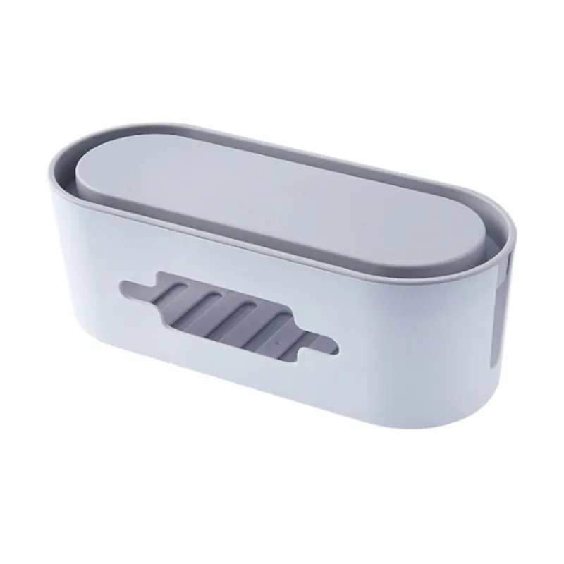 Кабельный ящик для хранения Органайзер контейнер с держателем для телефона для небольших силовых лент, стабилизатор напряжения, usb-концентраторы, протекторы, зарядные устройства - Цвет: Белый