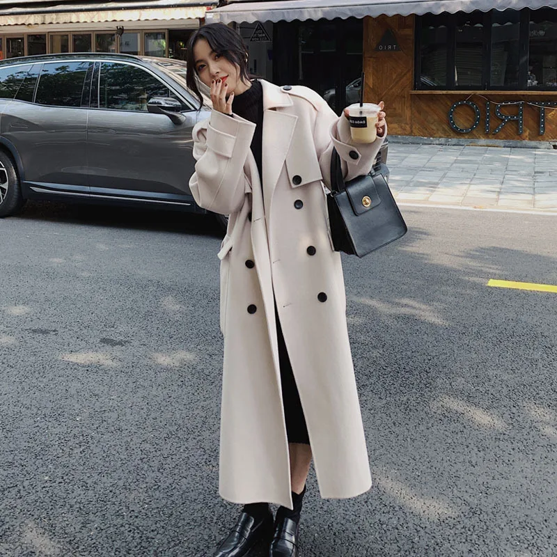 

Photo Shoot Woolen Jacket Women's Autumn And Winter New Style 2020 Popular Mid-length Students Versatile Korean-style Loose-Fit
