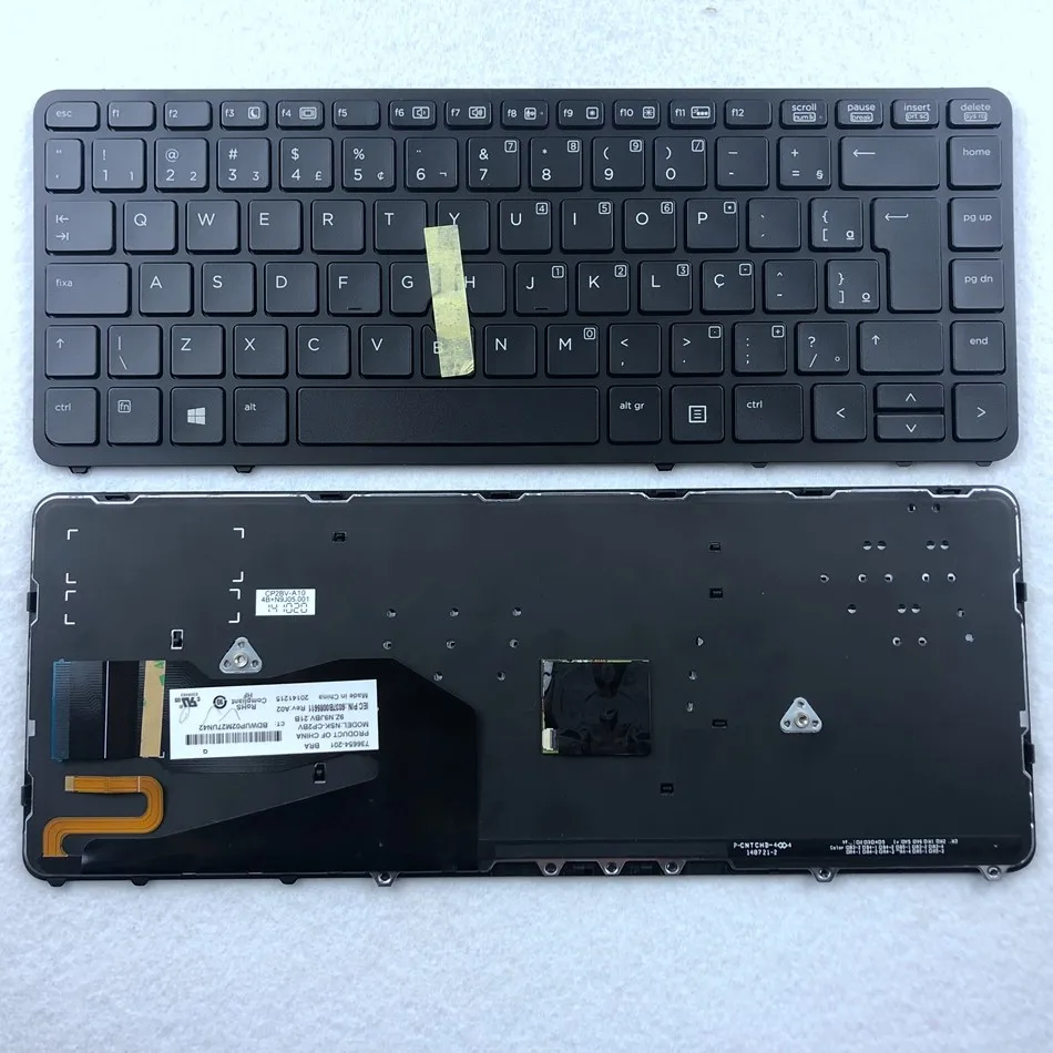 Бразильская Клавиатура для ноутбука с подсветкой HP EliteBook 840 G1 850 макет Point BR |