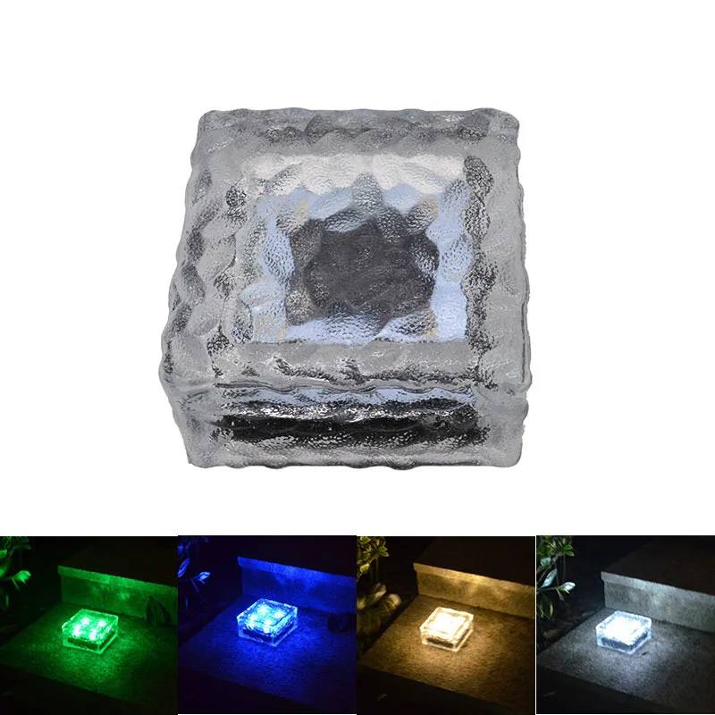 

4-LED Large Size Solar Ice-cream Brick Lamp Glass Underground Lamp LED Brick Light Outdoor Solar Decorative Lamp