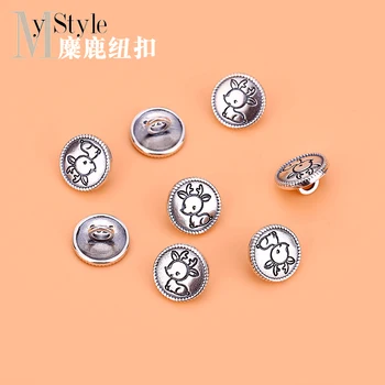 

S925 retro Thai silver button cute elk button string knitting jewelry hand DIY material accessories