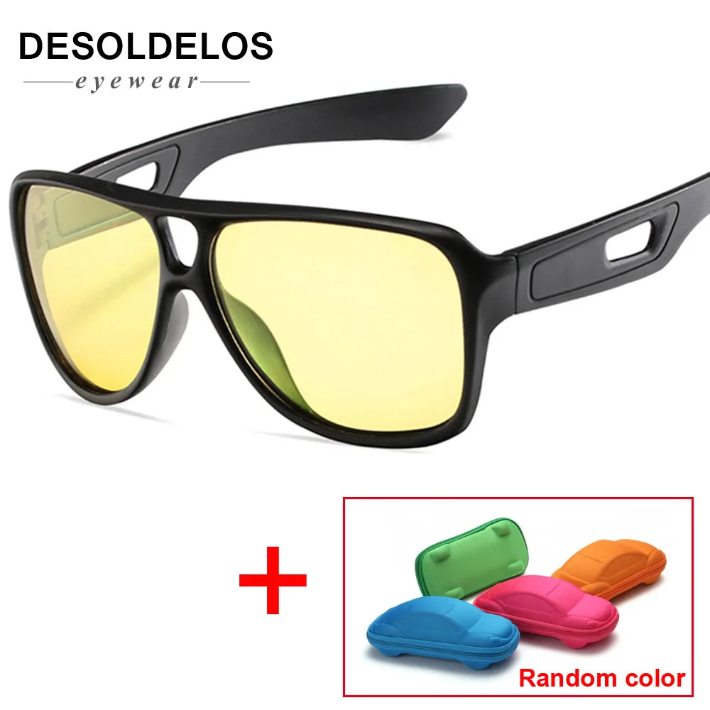 R02 night vision DesolDelos, мужские поляризованные солнцезащитные очки, люксовый бренд, PC оправа, очки, женские, яркие, черные, UV400, очки, Gafas De Sol, с коробкой - Цвет линз: R02 night vision