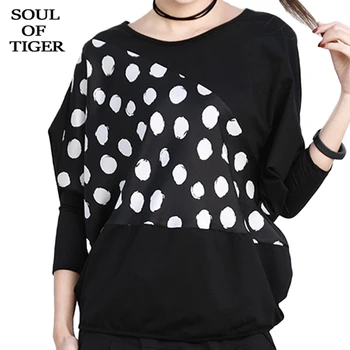 

SOUL OF TIGER New 2020 Korean Fashion Punk Streetwear Ladies Printed Tee Shirts Women Casual Patchwork Tshirts Black Female Tops