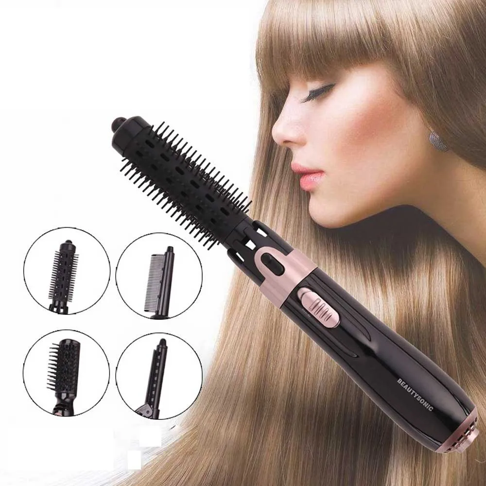 

Hair Dryer Brush Straightener Curler 4-in-1 Negative Ion Hot Air Brush Styler Hair Curler Straightener Comb