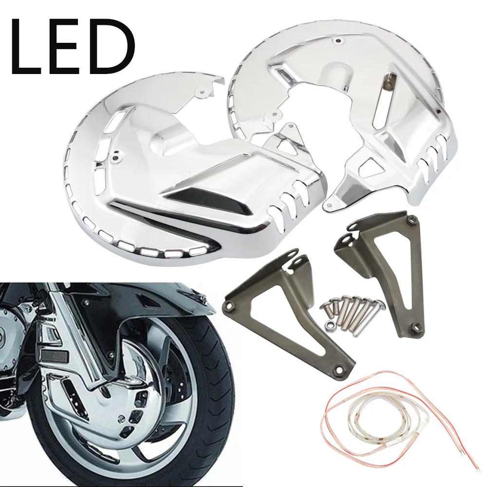 ChromeFrontBrakeDiscRotorCoversWithLEDLightForHonda1315F6B