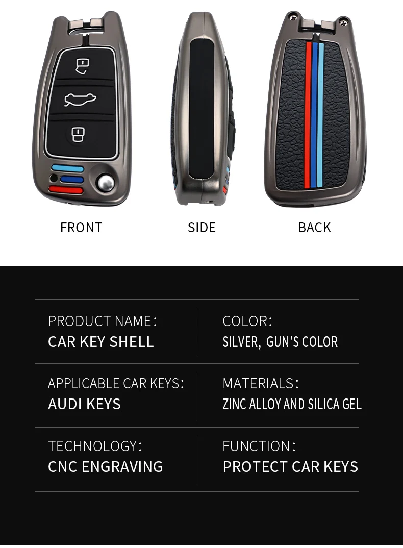 In Lega di zinco Custodia/cover per Chiave/telecomando Per Audi A3 A4 A5 C5 C6 8L 8P B6 B7 B8 C6 RS3 Q3 Q7 TT 8L 8V S3 Accessori 21 In Lega di zinco Custodia/cover per Chiave/telecomando Per Audi A3 A4 A5 C5 C6 8L 8P B6 B7 B8 C6 RS3 Q3 Q7 TT 8L 8V S3 Accessori - Hd229a93e36d54dec84925685b7f3ee99P