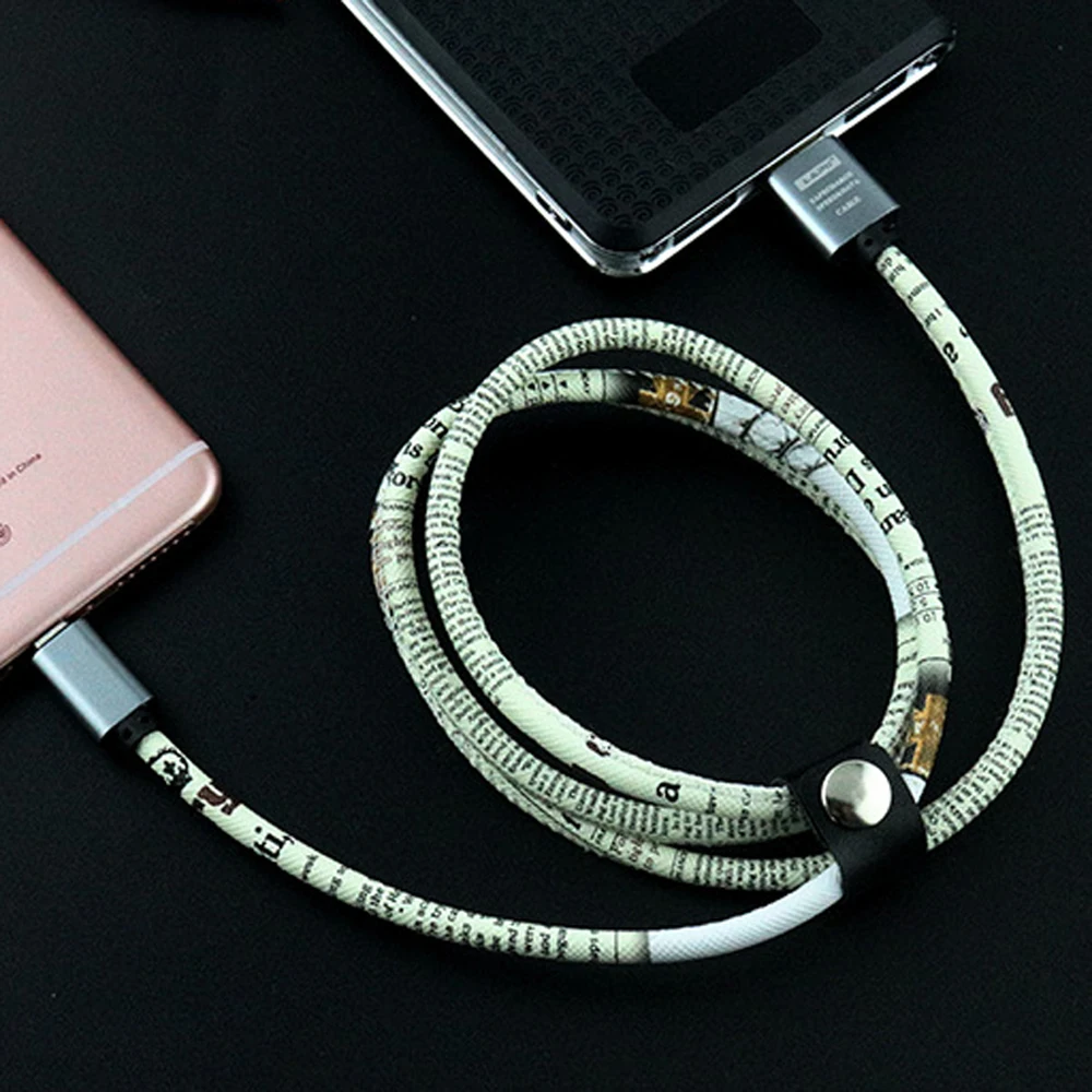 100 шт. Кожаный цветной кабель Micro USB type C 8 контактный для быстрой зарядки и передачи