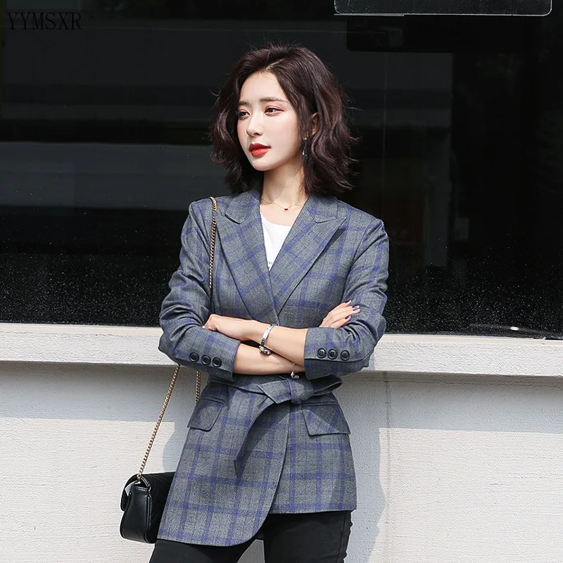 

Purple Lady Blazer Top 2019 New Fall Korean Slim Irregular Blazer Small Suit Female High quality checked jacket coat