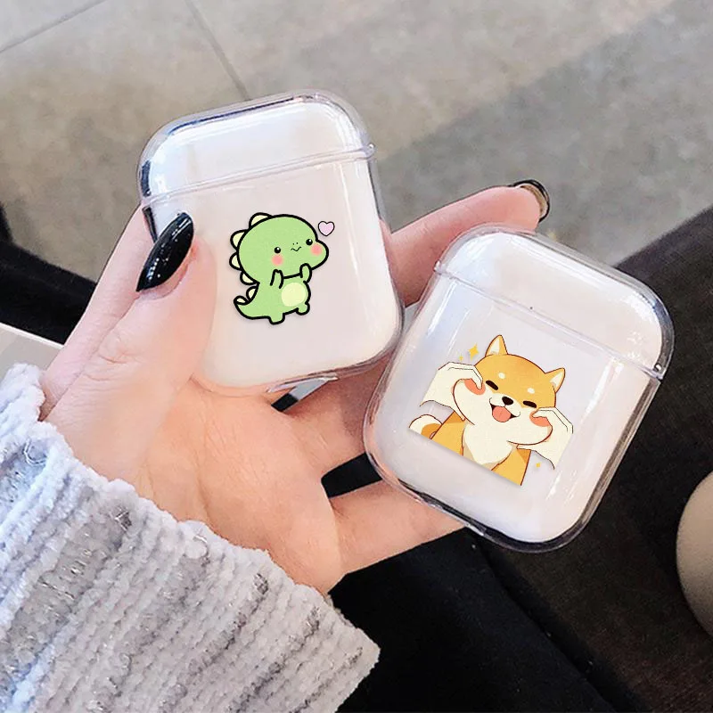Для Airpods чехол милый мультяшный Кот динозавр жесткий беспроводной Bluetooth для