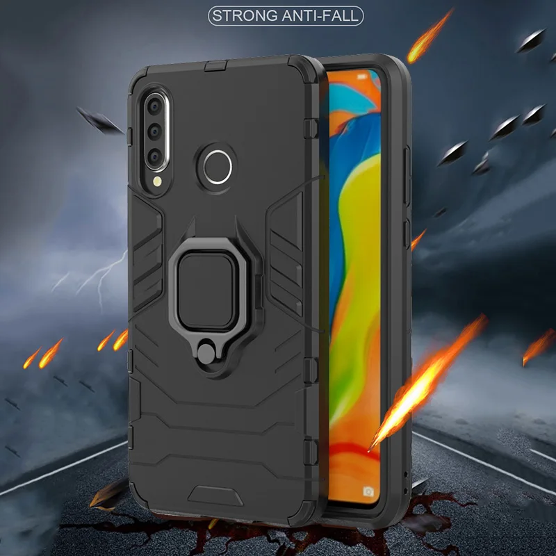

Armor Ring Case For huawei P30 Pro P30 Litecase Magnetic Car Hold Shockproof Soft Bumper back Phone Cover For huawei P30 Case