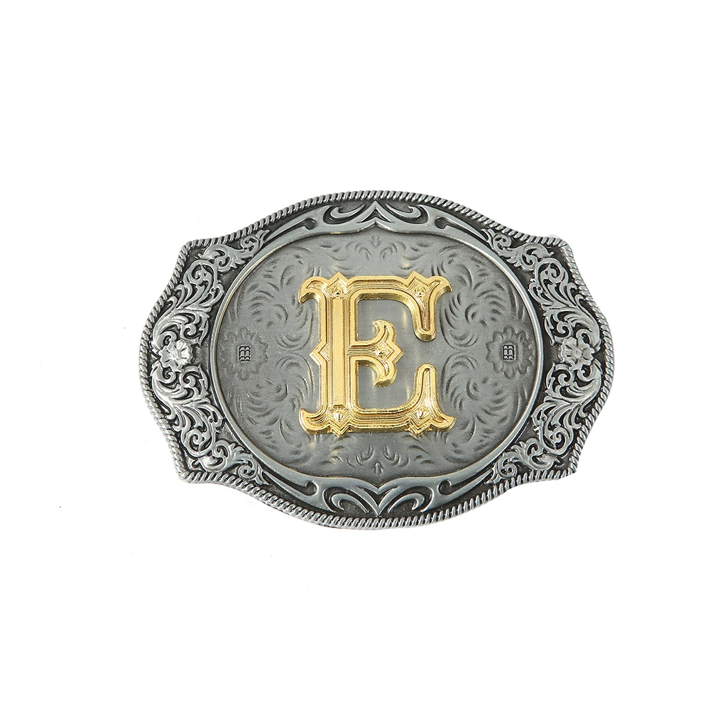 

Western cowboy zinc alloy letter E belt buckle leather belt men's belt gift item