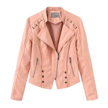Womens Leather Jackets And Coats Autumn Long Sleeve Fashion Moto Biker Faux Leather Lady Basic Pu Coat Plus Size Short Outerwear