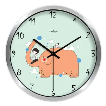 

Cute Wall Clock for Kids Rooms Cartoon Silent Living Room Wall Clock Metal Round Creative Relogios De Parede Home Decor MM60WC