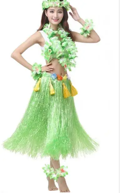 Thick Pendant Adult Women Grass Skirts Hula Skirt Hawaiian costumes Lei  Headband Garland Bra Hula Dress Skirt Hawaii Decoration