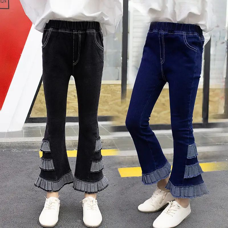 

Kids High Waisted Flared Cropped Jeans For Girls New Fahsion Teens Flare Denim Trousers Kids Layered Jeans Pants 4 To 13 Years