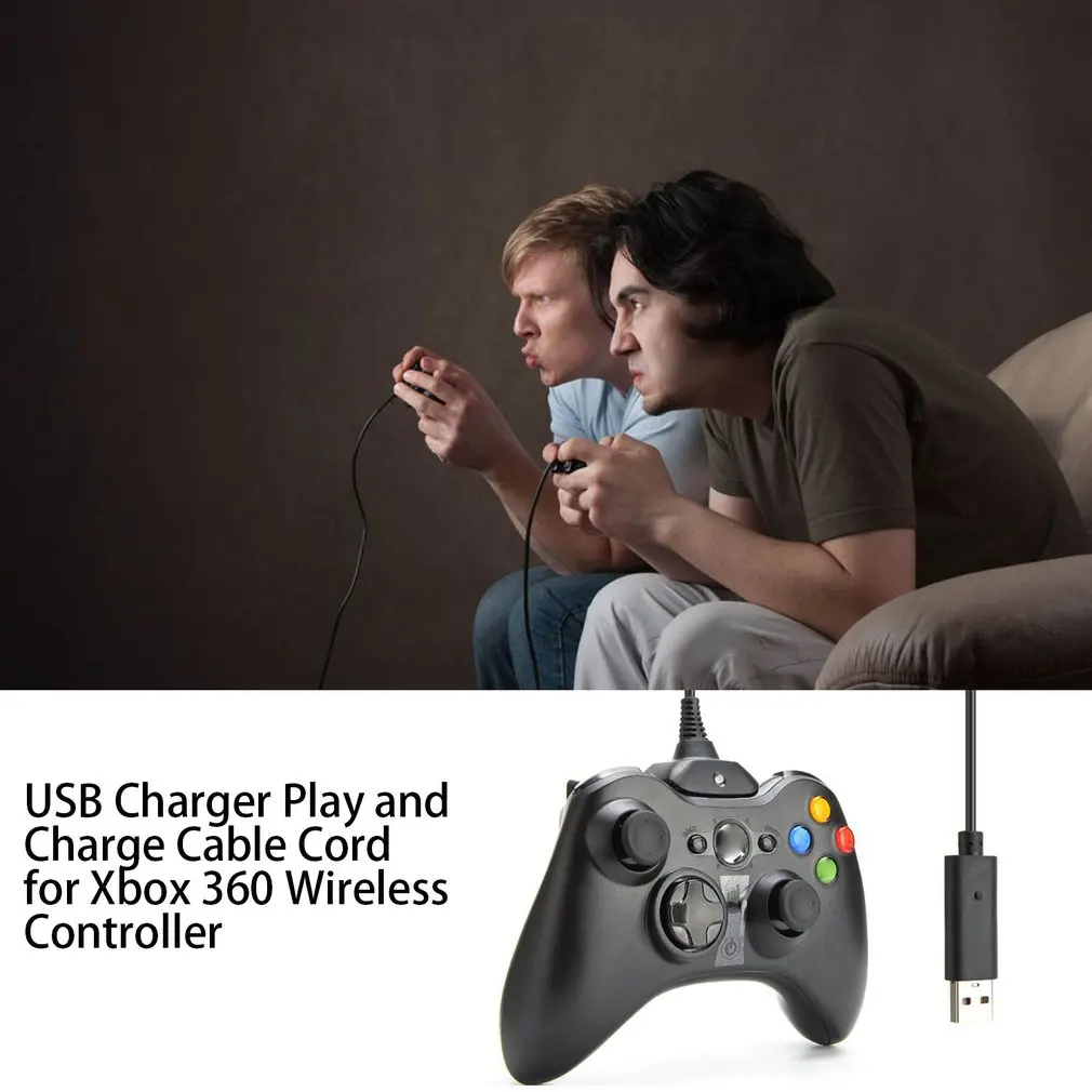 USB зарядное устройство и зарядный кабель для беспроводного контроллера Xbox 360