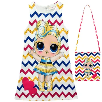 

Kids Dresses for Girls Sleeveless Lol Dress Cartoon Print Doll Clothes Baby Girl Summer Party Princess Dress for Girl Vestidos