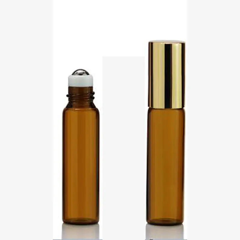 5ml Gold Long Cap 3 мл 5 мл 10 мл флаконы для эфирного масла многоразового использования в рулоне, стеклянные флаконы, пустые косметические контейнеры, янтарные флаконы для путешествий 25 шт - Цвет: 5ml Gold Long Cap