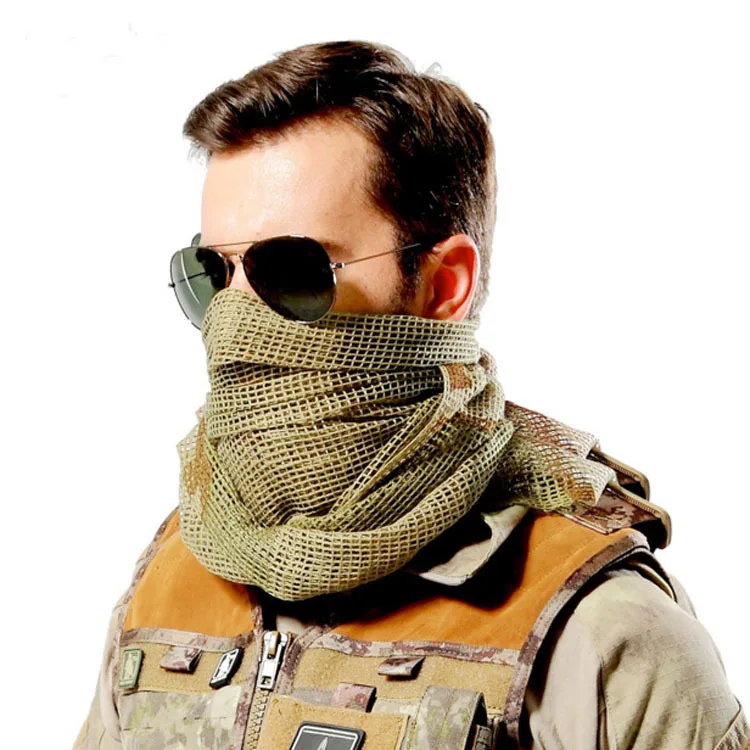 190*90cm Scarf Cotton Military Camouflage Tactical Mesh Scarf Sniper Face Veil Outdoor Camping Hunting Hiking Arab Scarve male scarf