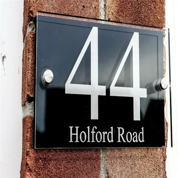 

Acrylic 200x140mm contemporary Black House number Door sign apartment number door number house sign / plaque / door / number