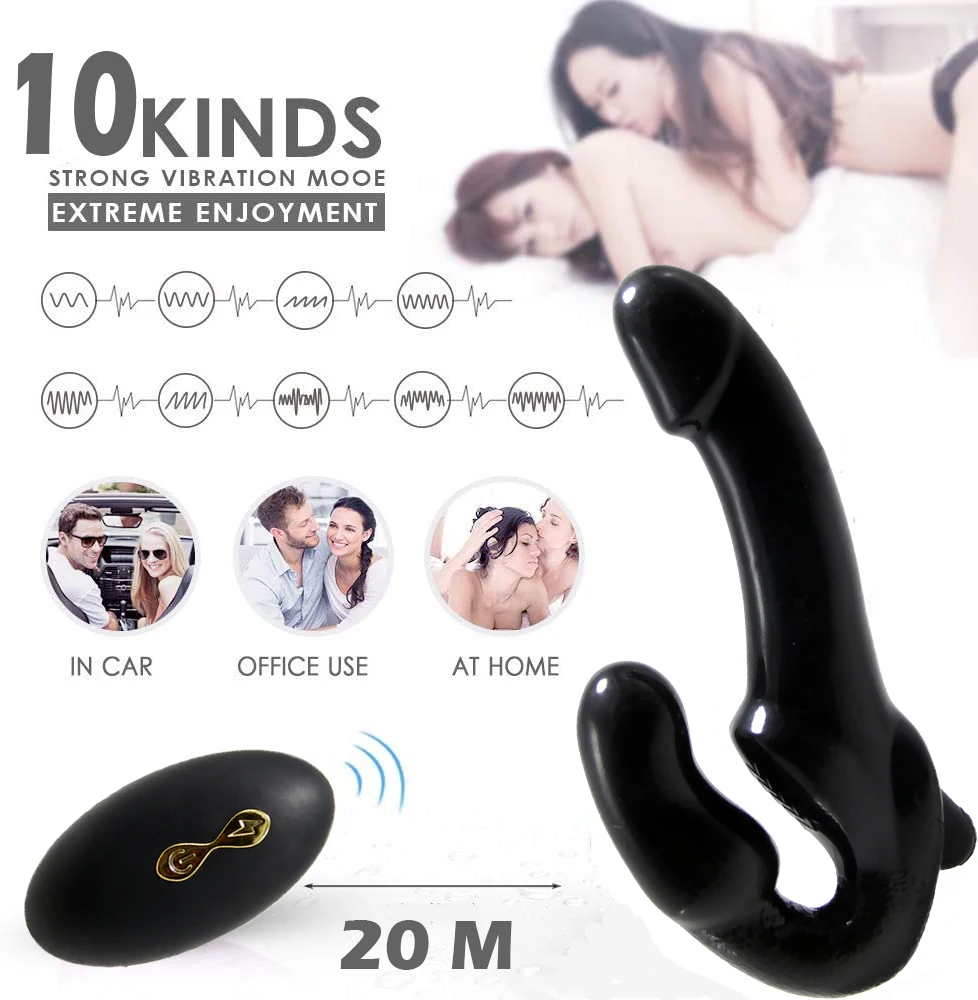 Remote Control Double Ended Dildo Dual Vibrators Lesbian Strap-on Penis Vibrator For Female Adult Product Sex Toys - Vibrators