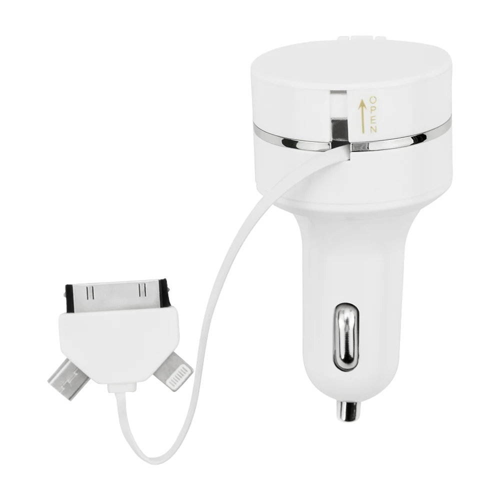 

Mobile Phone Charger 2A Car Charger Quick Charge Universal Dual USB Fast Charging For Mobile Phone In Car Line Three In One