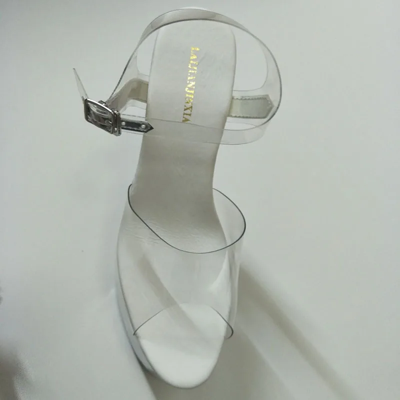 LAIJIANJINXIA/пикантные туфли для танцев на шесте с пряжкой туфли на высоком каблуке 20 см босоножки на толстой платформе модельные туфли для танцев E-052