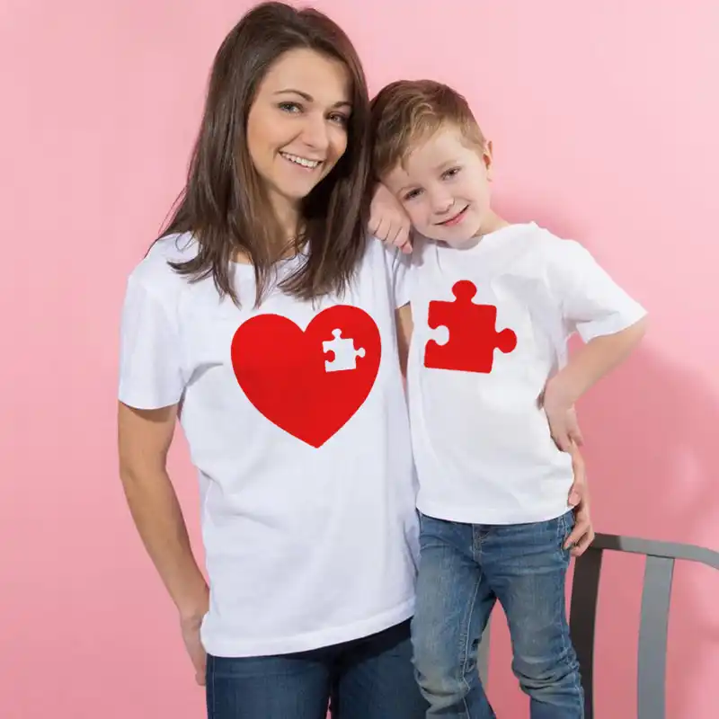 mom and son matching valentines day shirts