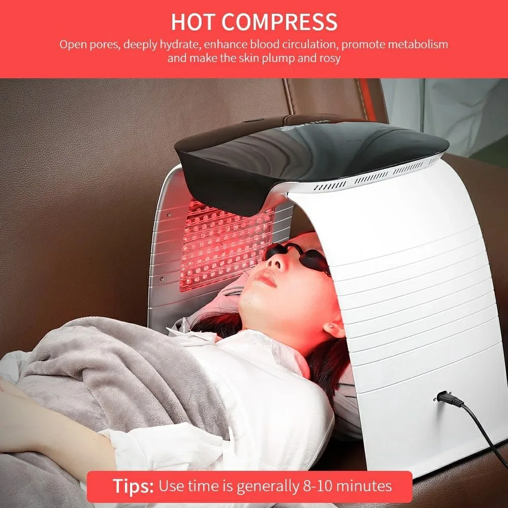 LED Light Therapy Acne Treatment Hot Cold Nano Water Spray Skin Rejuvenation UV Sterilization Facial Skin Care Lamp 8 Colors led facial mask,led beauty lamp