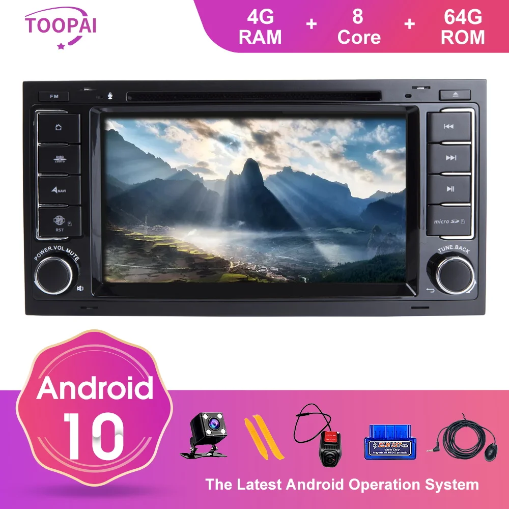 Автомагнитола TOOPAI на Android 10 для VW Volkswagen Touareg 2004 2011 транспортер T5 мультифургон