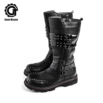 

Long Boots Men's Fashion Cowboy Boots Rivet Stage High Shoes High Boots
