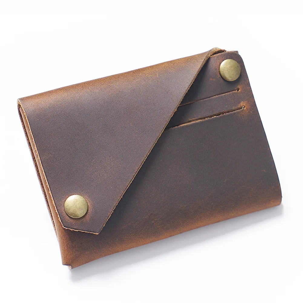 

New Fashion Genuine Leather Crazy Horse Small Square Wallet Card Holder Money Bags Casual Solid Color Female Short Coin Purse