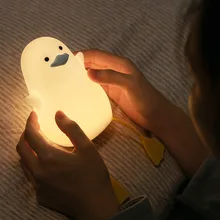 

USB Rechargeable LED Night Light Penguin Silicone Touch Sensor Mobile Phone Tool Holder Creative Cute Fun Lights Luminaria Luz B