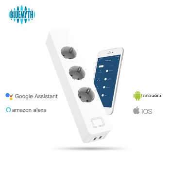 

Smart Socket Power Strip Wifi Socket 3 Outlets Plug EU 2 USB Smart life APP Voice Control for Alexa Google home
