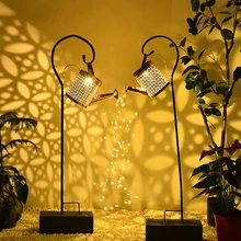 LED lampy słoneczne zasilane String Solar czajnik lampa prysznicowa konewka lampa artystyczna Decor Hollow pejzaż z ogrodem oświetlenie zewnętrzne tanie i dobre opinie LeeandHan CN (pochodzenie) NONE
