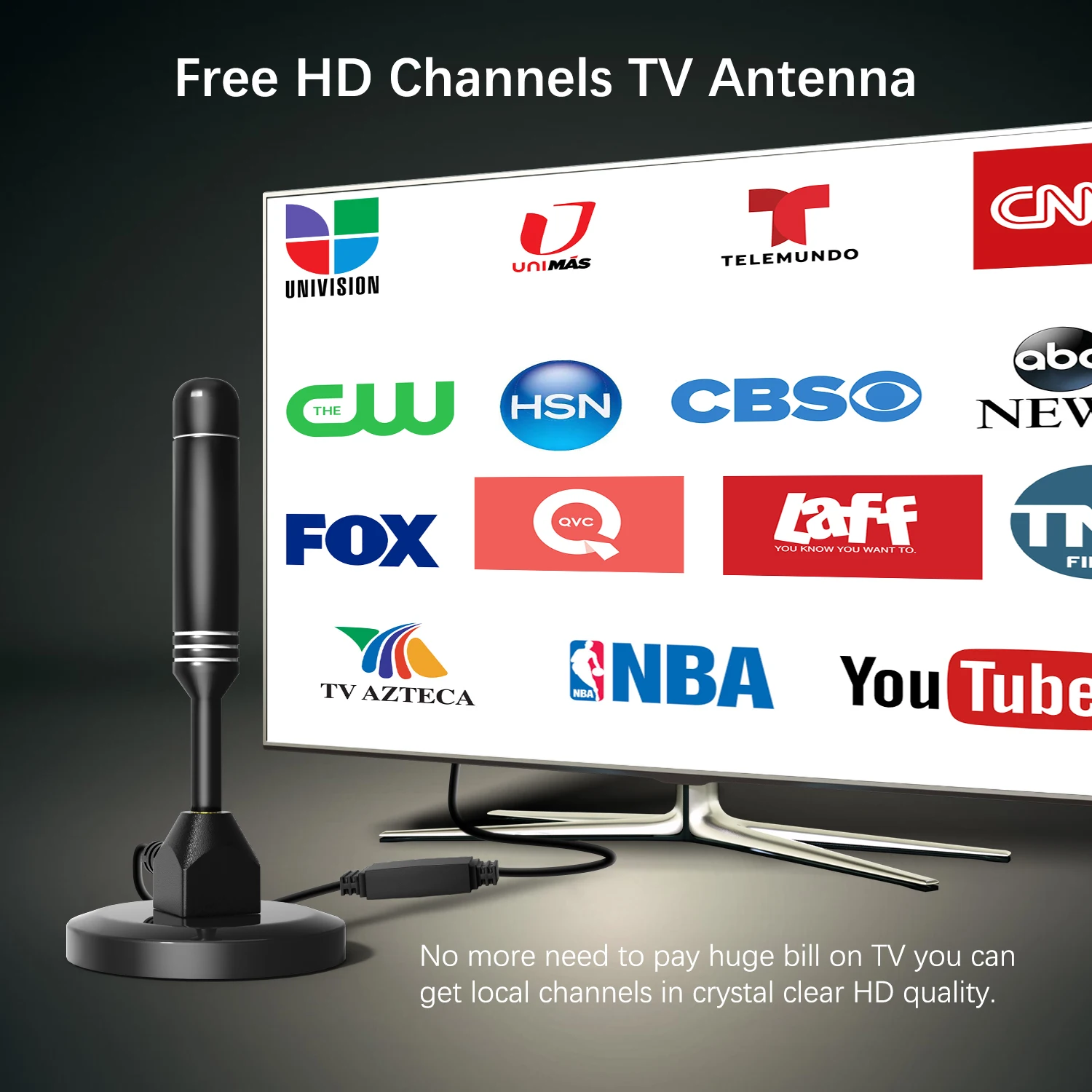 Antena de TV Digital 4K HD 36DBI, HDTV, amplificada, rango de 3600 millas,  interior y exterior con Base magnética - AliExpress