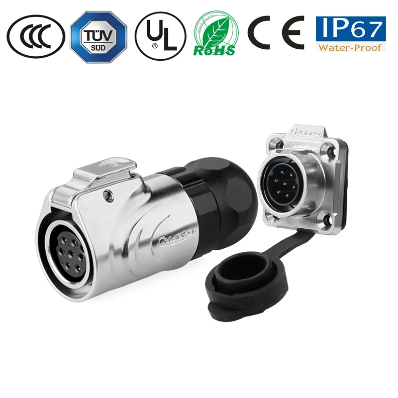 IP67 металлический водонепроницаемый разъем питания M16 2/3/4/5/7/8/9 pin для