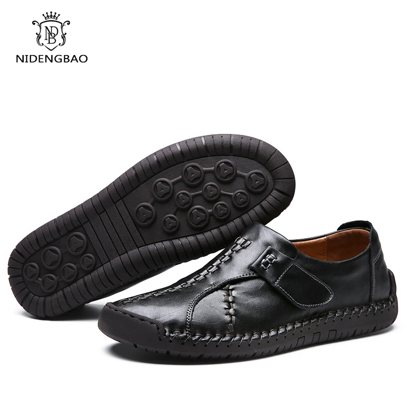 Mocasines de para hombre, zapatos informales cosidos a mano, planos suaves y transpirables, para conducir - Calzado