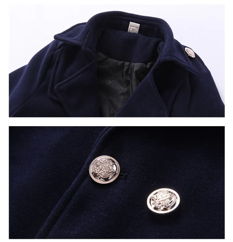 The New Cuhk Children's Coat Winter Coat Thickening of Woolen Cloth in the Fall and Winter of Long Dust Coat